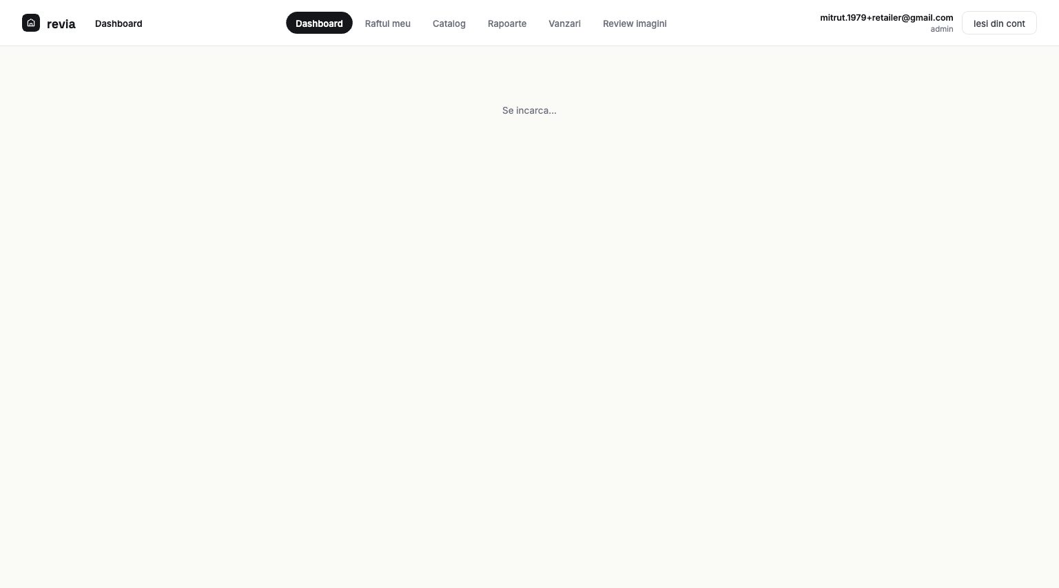 Dashboard Revia — starea rafturilor și sănătatea datelor dintr-o privire